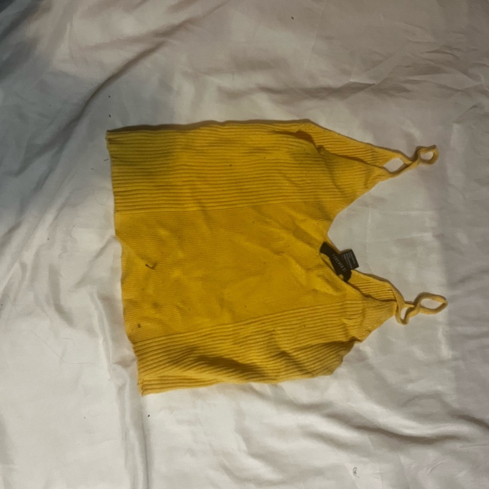 yellow ribbed crop cami